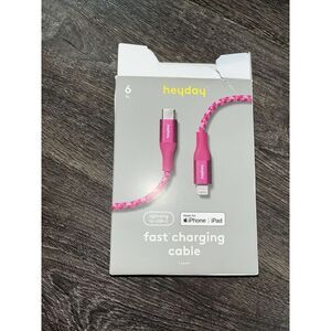 Heyday 6ft Fast Charging Cable To USB-c‎ iPhone Pink Braided